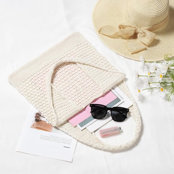 Women's Apricot Shoulder Shopping Handbag Casual Travel Totes Fold Able Bags - Picture 5 of 7